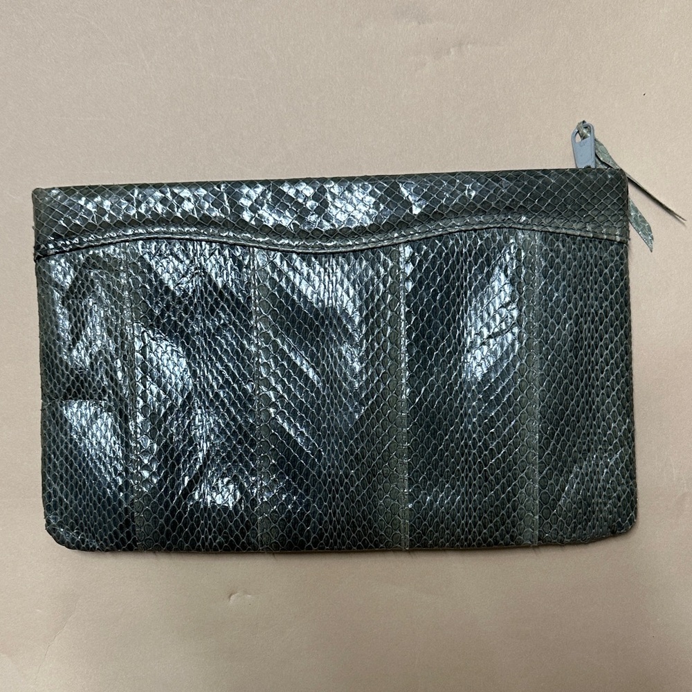 Vintage real Snakeskin gray/greenish Clutch